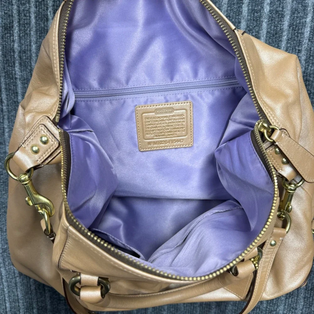 Coach Ashley Satchel Large Tan Leather Gold Hardware F15447 (2211)